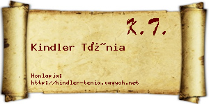 Kindler Ténia névjegykártya